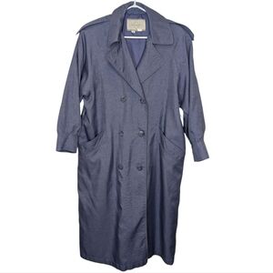 Vintage Nuage Purple Button Front Trench Coat Jacket Women's Size 8 *No Tie